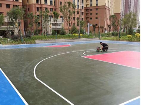 蘭州幸福家園硅pu籃球場(chǎng)施工案例